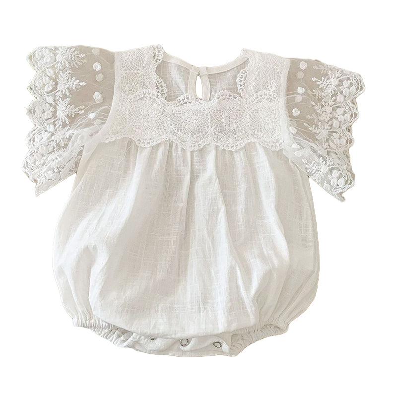 Baby Kid Girls Solid Color Lace Rompers Wholesale 220513269