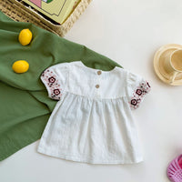 Load image into Gallery viewer, 2 Pieces Set Baby Kid Girls Embroidered T-Shirts And Checked Shorts Wholesale 220513274
