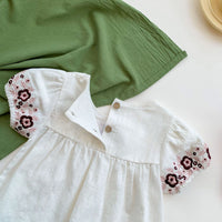 Load image into Gallery viewer, 2 Pieces Set Baby Kid Girls Embroidered T-Shirts And Checked Shorts Wholesale 220513274
