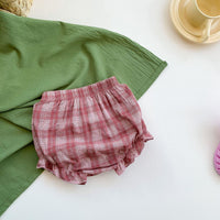 Load image into Gallery viewer, 2 Pieces Set Baby Kid Girls Embroidered T-Shirts And Checked Shorts Wholesale 220513274
