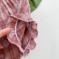 Load image into Gallery viewer, 2 Pieces Set Baby Kid Girls Embroidered T-Shirts And Checked Shorts Wholesale 220513274
