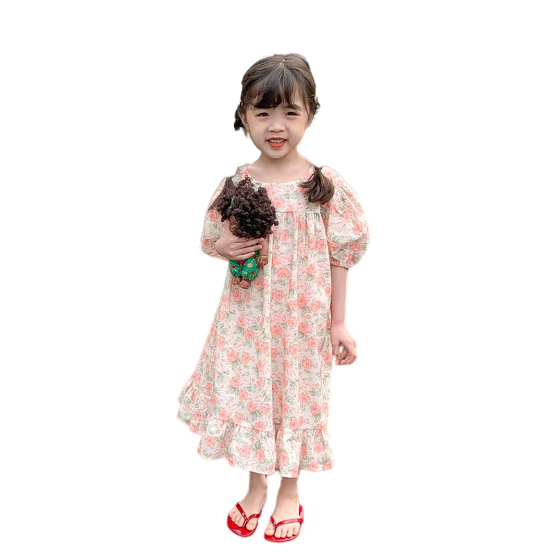 Baby Kid Girls Flower Print Dresses Wholesale 220513275