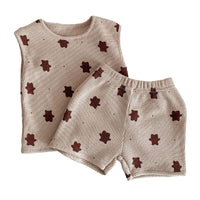 Load image into Gallery viewer, 2 Pieces Set Baby Girls Boys Cartoon Print Tank Tops And Shorts Wholesale 220513280
