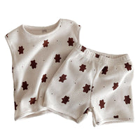 Load image into Gallery viewer, 2 Pieces Set Baby Girls Boys Cartoon Print Tank Tops And Shorts Wholesale 220513280
