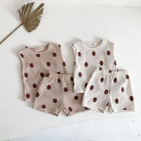 Load image into Gallery viewer, 2 Pieces Set Baby Girls Boys Cartoon Print Tank Tops And Shorts Wholesale 220513280
