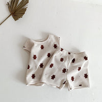 Load image into Gallery viewer, 2 Pieces Set Baby Girls Boys Cartoon Print Tank Tops And Shorts Wholesale 220513280
