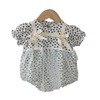 Load image into Gallery viewer, Baby Girls Flower Bow Lace Print Rompers Wholesale 220513284
