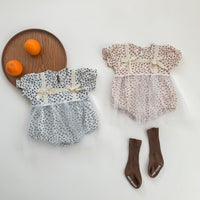 Load image into Gallery viewer, Baby Girls Flower Bow Lace Print Rompers Wholesale 220513284

