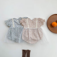 Load image into Gallery viewer, Baby Girls Flower Bow Lace Print Rompers Wholesale 220513284
