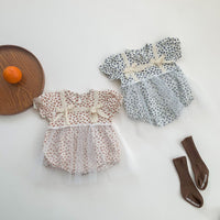 Load image into Gallery viewer, Baby Girls Flower Bow Lace Print Rompers Wholesale 220513284

