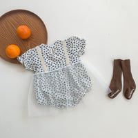 Load image into Gallery viewer, Baby Girls Flower Bow Lace Print Rompers Wholesale 220513284
