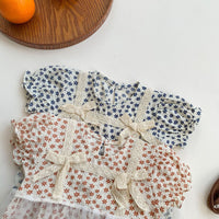 Load image into Gallery viewer, Baby Girls Flower Bow Lace Print Rompers Wholesale 220513284
