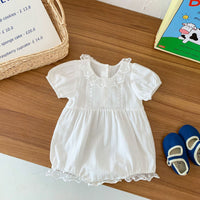 Load image into Gallery viewer, Baby Girls Solid Color Lace Rompers Wholesale 220513341
