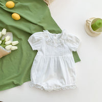 Load image into Gallery viewer, Baby Girls Solid Color Lace Rompers Wholesale 220513341
