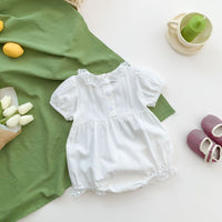 Load image into Gallery viewer, Baby Girls Solid Color Lace Rompers Wholesale 220513341
