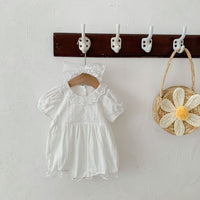 Load image into Gallery viewer, Baby Girls Solid Color Lace Rompers Wholesale 220513341
