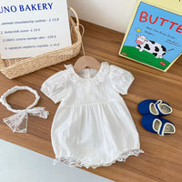 Load image into Gallery viewer, Baby Girls Solid Color Lace Rompers Wholesale 220513341

