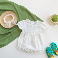 Load image into Gallery viewer, Baby Girls Solid Color Lace Rompers Wholesale 220513341
