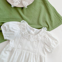 Load image into Gallery viewer, Baby Girls Solid Color Lace Rompers Wholesale 220513341
