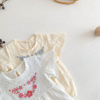 Load image into Gallery viewer, Baby Girls Solid Color Embroidered Rompers Wholesale 220513394
