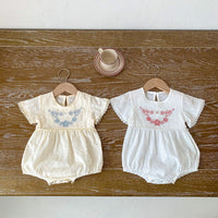 Load image into Gallery viewer, Baby Girls Solid Color Embroidered Rompers Wholesale 220513394
