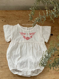 Load image into Gallery viewer, Baby Girls Solid Color Embroidered Rompers Wholesale 220513394
