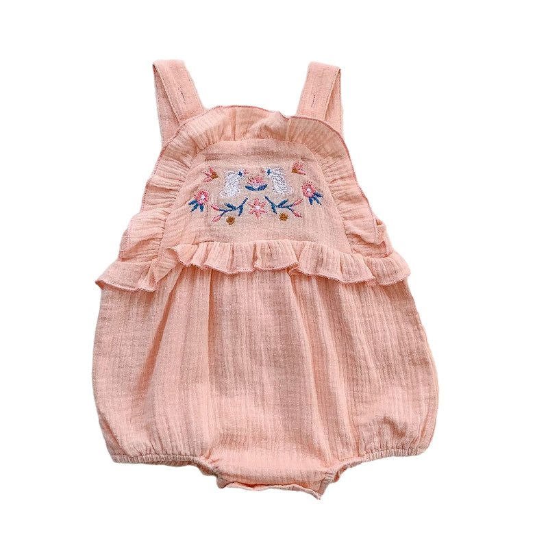 Baby Kid Girls Flower Embroidered Rompers Wholesale 220513405