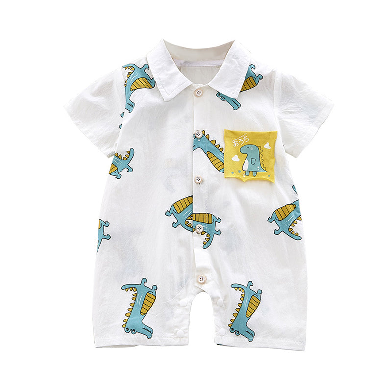Baby Boys Dinosaur Print Jumpsuits Wholesale 220513414