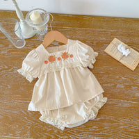 Load image into Gallery viewer, 2 Pieces Set Baby Kid Girls Flower Lace Embroidered Tops And Shorts Wholesale 220513462
