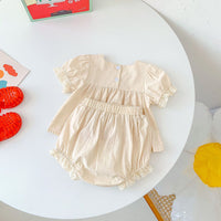 Load image into Gallery viewer, 2 Pieces Set Baby Kid Girls Flower Lace Embroidered Tops And Shorts Wholesale 220513462
