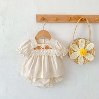 Load image into Gallery viewer, 2 Pieces Set Baby Kid Girls Flower Lace Embroidered Tops And Shorts Wholesale 220513462
