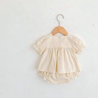 Load image into Gallery viewer, 2 Pieces Set Baby Kid Girls Flower Lace Embroidered Tops And Shorts Wholesale 220513462
