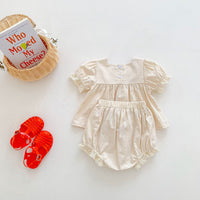 Load image into Gallery viewer, 2 Pieces Set Baby Kid Girls Flower Lace Embroidered Tops And Shorts Wholesale 220513462
