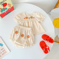 Load image into Gallery viewer, 2 Pieces Set Baby Kid Girls Flower Lace Embroidered Tops And Shorts Wholesale 220513462
