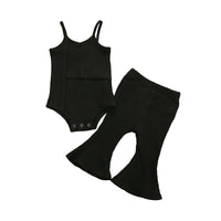 Load image into Gallery viewer, 2 Pieces Set Baby Kid Girls Solid Color Muslin&amp;Ribbed Rompers And Pants Wholesale 22051348
