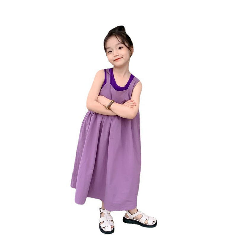 2 Pieces Set Baby Kid Girls Solid Color Tank Tops And Dresses Wholesale 220513495