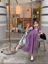 Load image into Gallery viewer, 2 Pieces Set Baby Kid Girls Solid Color Tank Tops And Dresses Wholesale 220513495
