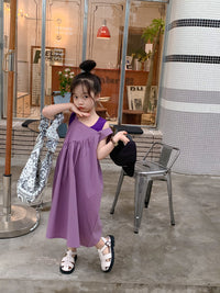 Load image into Gallery viewer, 2 Pieces Set Baby Kid Girls Solid Color Tank Tops And Dresses Wholesale 220513495
