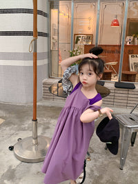 Load image into Gallery viewer, 2 Pieces Set Baby Kid Girls Solid Color Tank Tops And Dresses Wholesale 220513495
