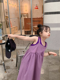 Load image into Gallery viewer, 2 Pieces Set Baby Kid Girls Solid Color Tank Tops And Dresses Wholesale 220513495
