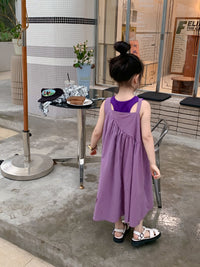 Load image into Gallery viewer, 2 Pieces Set Baby Kid Girls Solid Color Tank Tops And Dresses Wholesale 220513495
