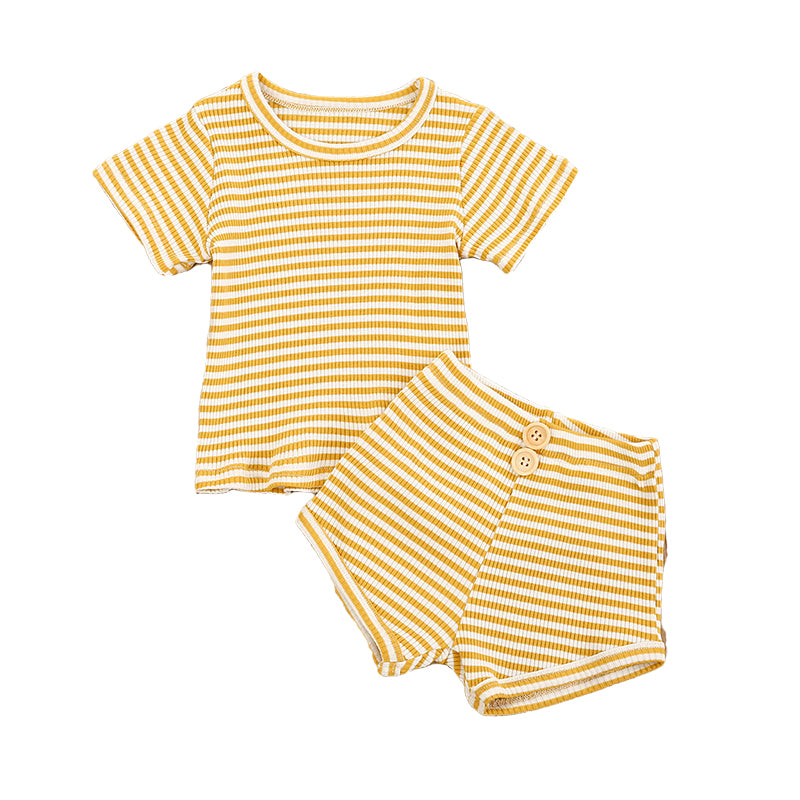 2 Pieces Set Baby Kid Unisex Striped T-Shirts And Shorts Wholesale 22051379