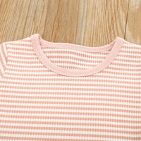Load image into Gallery viewer, 2 Pieces Set Baby Kid Girls Striped Muslin&amp;Ribbed Tops And Shorts Wholesale 22051386

