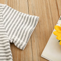 Load image into Gallery viewer, 2 Pieces Set Baby Kid Girls Striped Muslin&amp;Ribbed Tops And Shorts Wholesale 22051386
