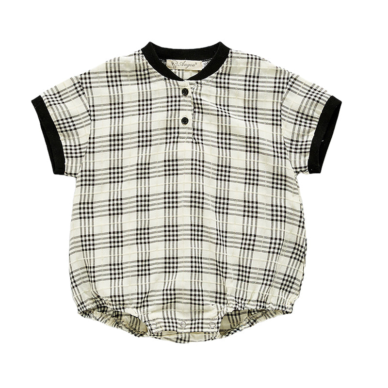 Baby Unisex Checked Rompers Wholesale 22051387