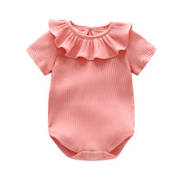 Load image into Gallery viewer, Baby Girls Solid Color Muslin&amp;Ribbed Rompers Wholesale 22051603
