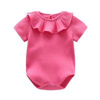 Load image into Gallery viewer, Baby Girls Solid Color Muslin&amp;Ribbed Rompers Wholesale 22051603
