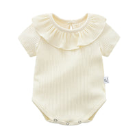 Load image into Gallery viewer, Baby Girls Solid Color Muslin&amp;Ribbed Rompers Wholesale 22051603

