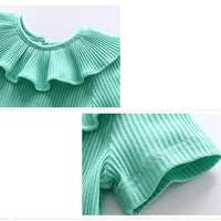 Load image into Gallery viewer, Baby Girls Solid Color Muslin&amp;Ribbed Rompers Wholesale 22051603
