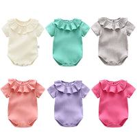 Load image into Gallery viewer, Baby Girls Solid Color Muslin&amp;Ribbed Rompers Wholesale 22051603
